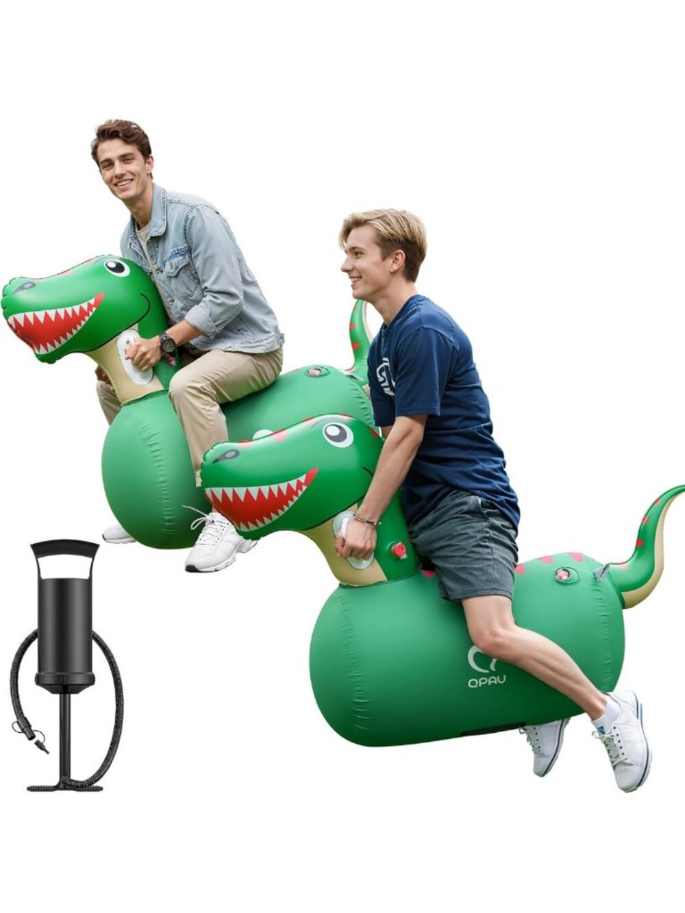 Inflatable Dinosaur Bouncy Hopper Toy Set - 2 Pack with Hand Pump for Kids Fun